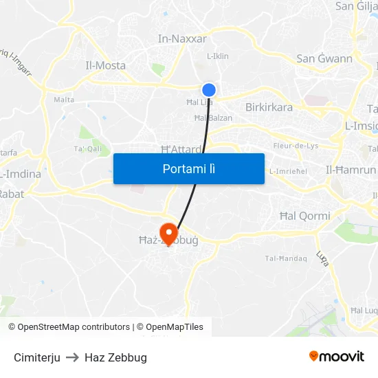Cimiterju to Haz Zebbug map