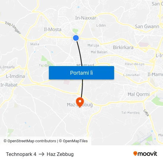Technopark 4 to Haz Zebbug map