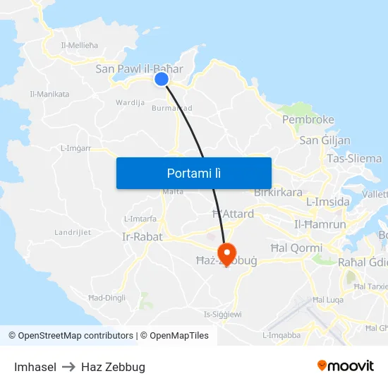 Imhasel to Haz Zebbug map