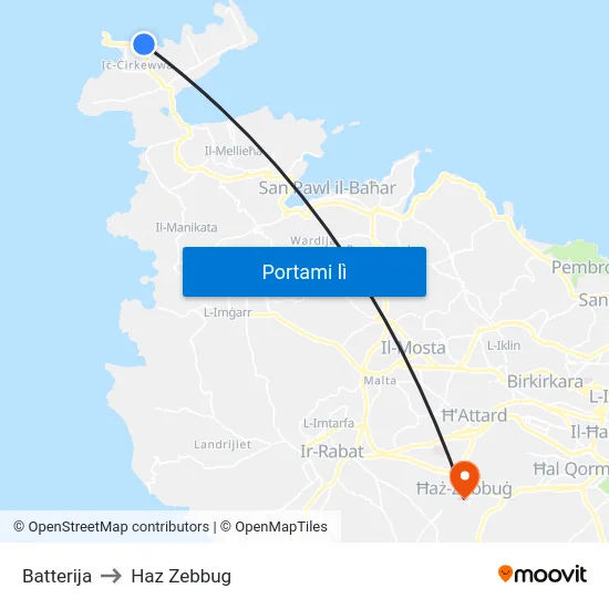 Batterija to Haz Zebbug map