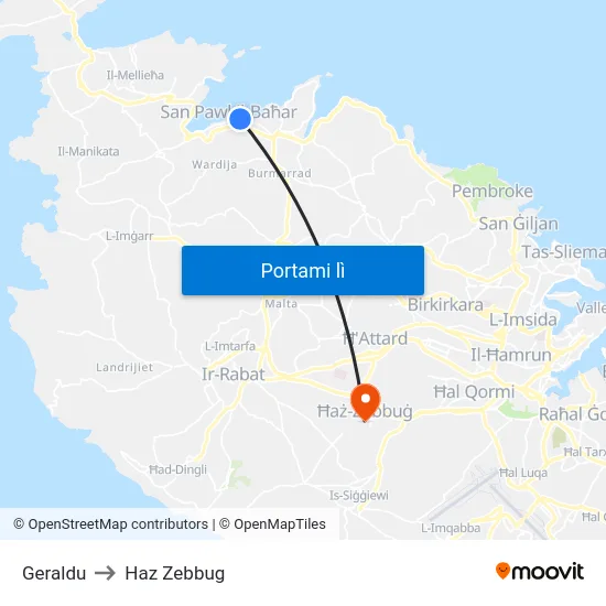 Geraldu to Haz Zebbug map