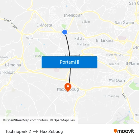 Technopark 2 to Haz Zebbug map