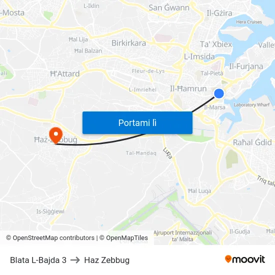 Blata L-Bajda 3 to Haz Zebbug map