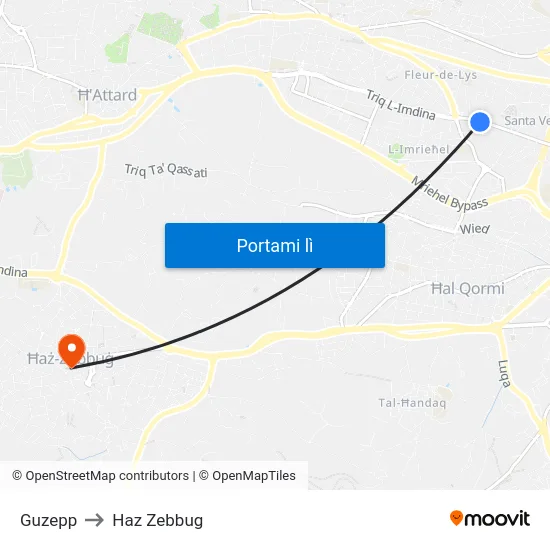 Guzepp to Haz Zebbug map