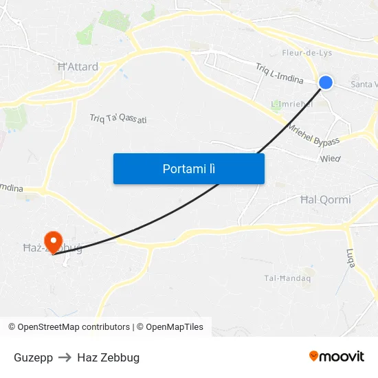 Guzepp to Haz Zebbug map