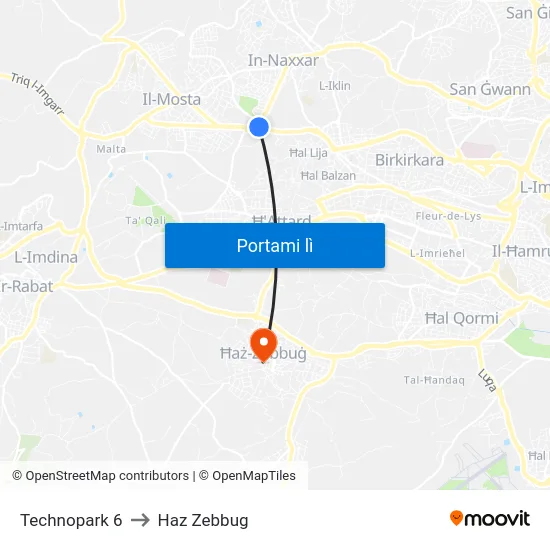 Technopark 6 to Haz Zebbug map