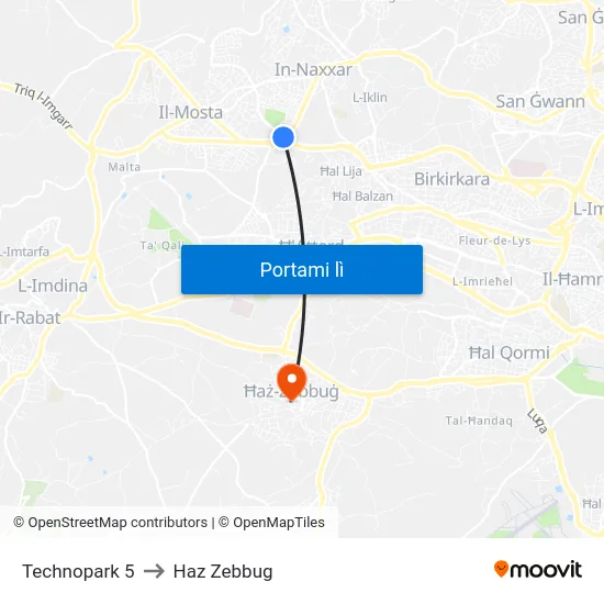 Technopark 5 to Haz Zebbug map