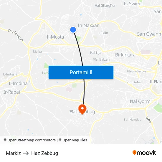 Markiz to Haz Zebbug map