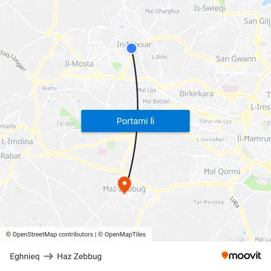 Eghnieq to Haz Zebbug map