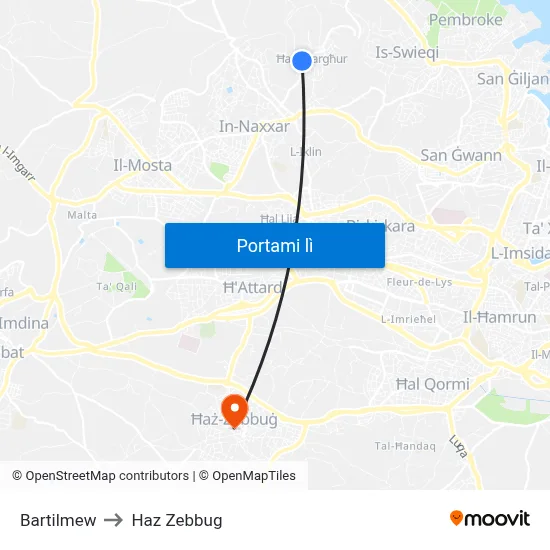 Bartilmew to Haz Zebbug map