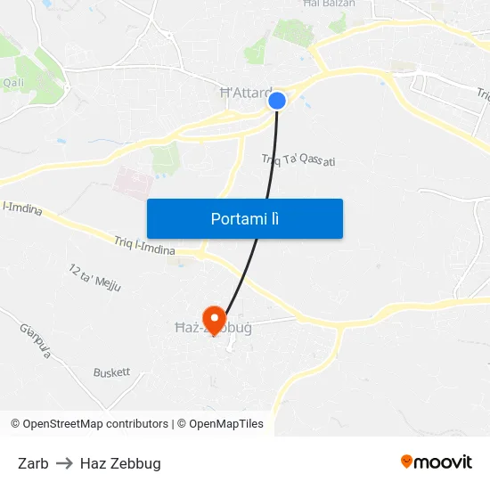 Zarb to Haz Zebbug map