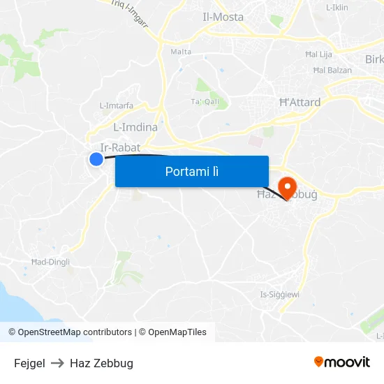 Fejgel to Haz Zebbug map