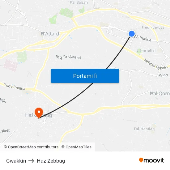 Gwakkin to Haz Zebbug map