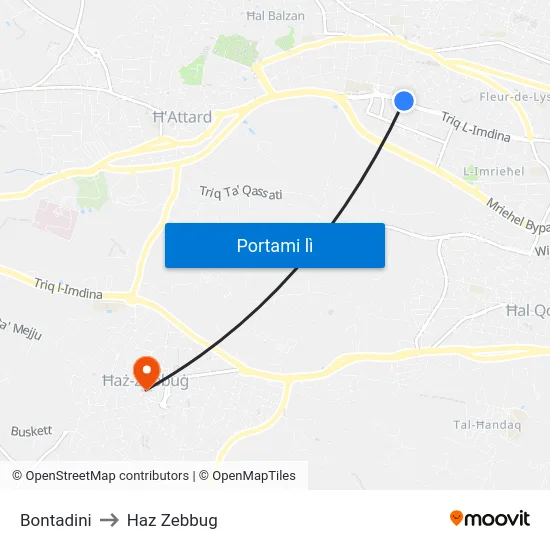 Bontadini to Haz Zebbug map