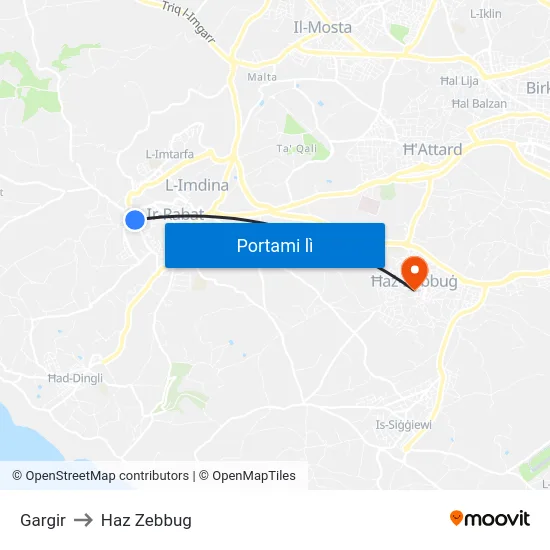 Gargir to Haz Zebbug map