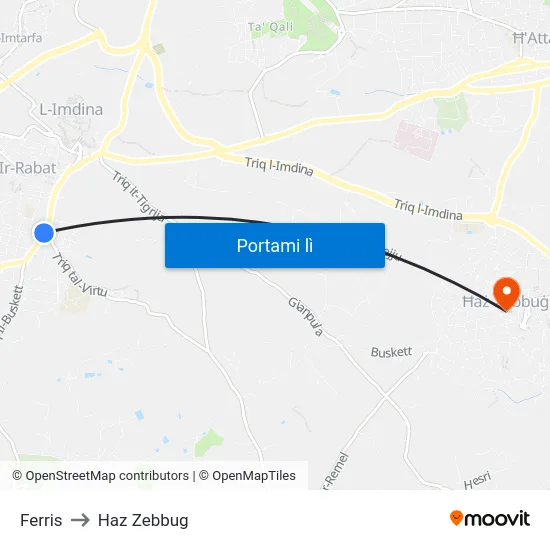 Ferris to Haz Zebbug map