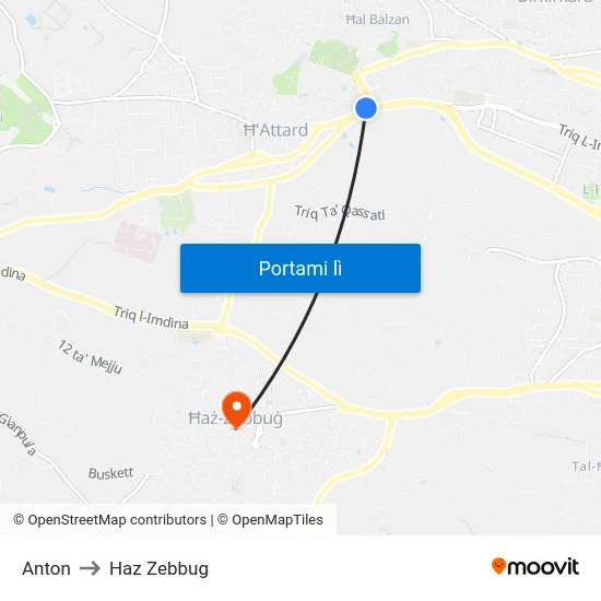 Anton to Haz Zebbug map