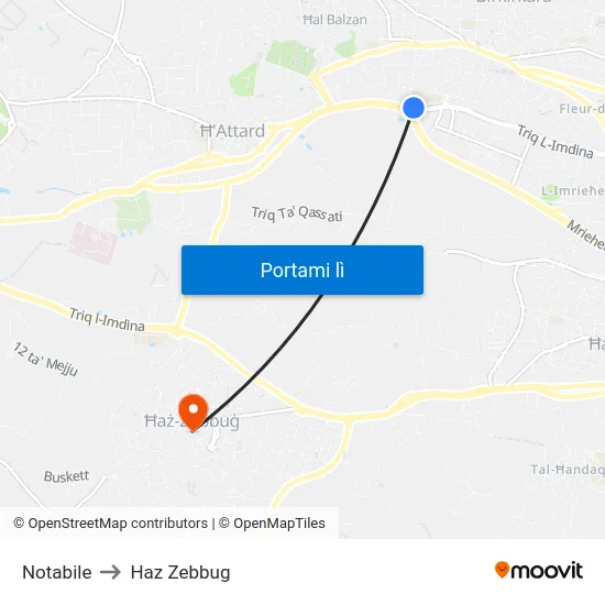 Notabile to Haz Zebbug map