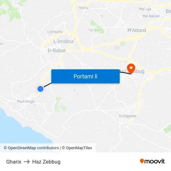 Gharix to Haz Zebbug map