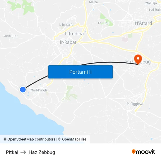 Pitkal to Haz Zebbug map