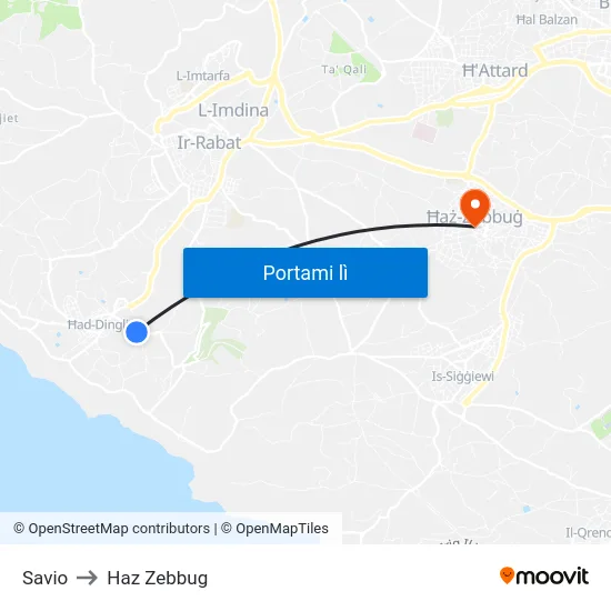 Savio to Haz Zebbug map