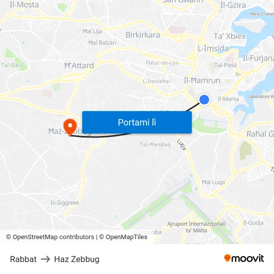 Rabbat to Haz Zebbug map