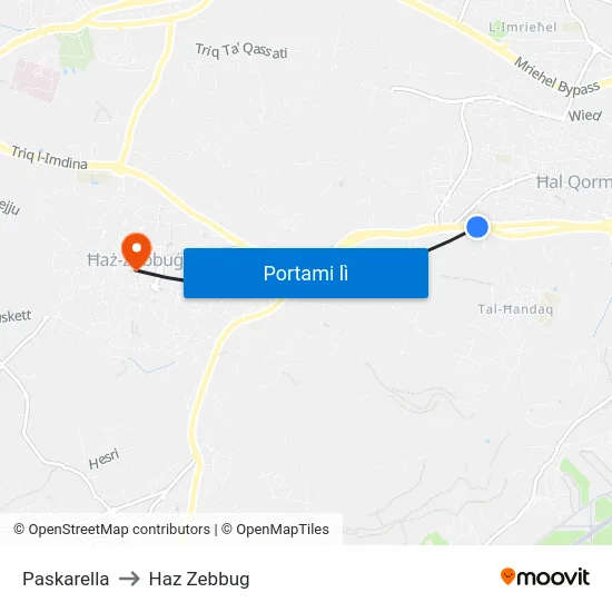 Paskarella to Haz Zebbug map