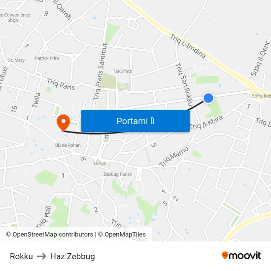 Rokku to Haz Zebbug map