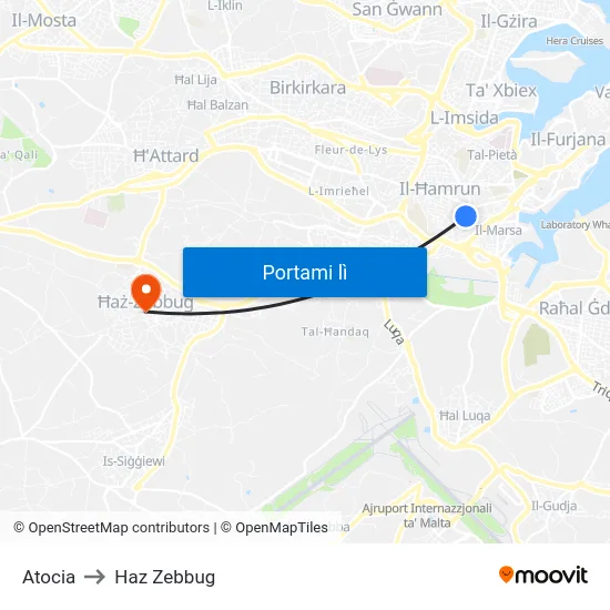 Atocia to Haz Zebbug map