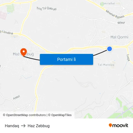 Handaq to Haz Zebbug map