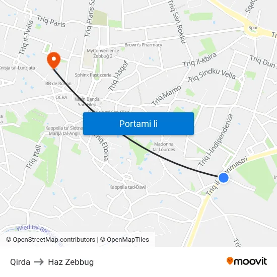 Qirda to Haz Zebbug map
