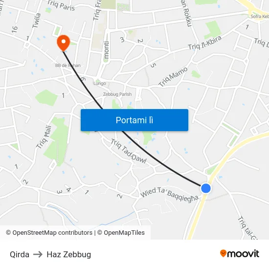 Qirda to Haz Zebbug map