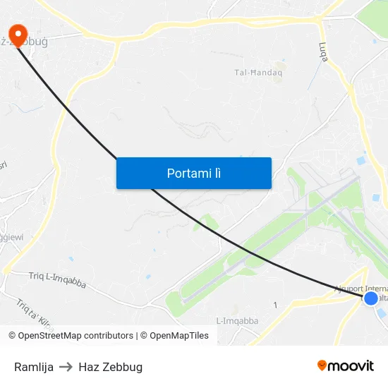 Ramlija to Haz Zebbug map