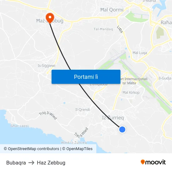 Bubaqra to Haz Zebbug map