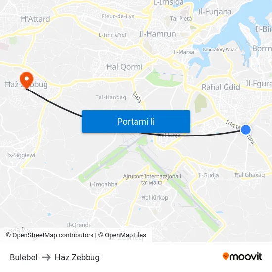 Bulebel to Haz Zebbug map