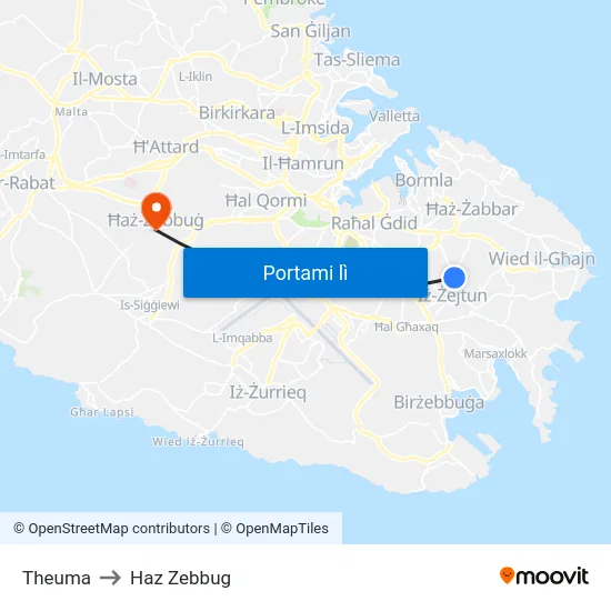 Theuma to Haz Zebbug map