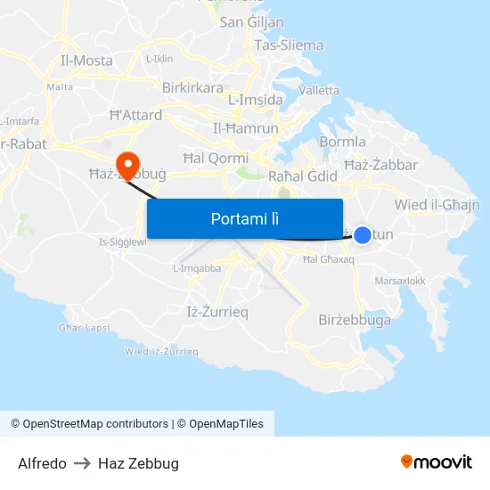 Alfredo to Haz Zebbug map