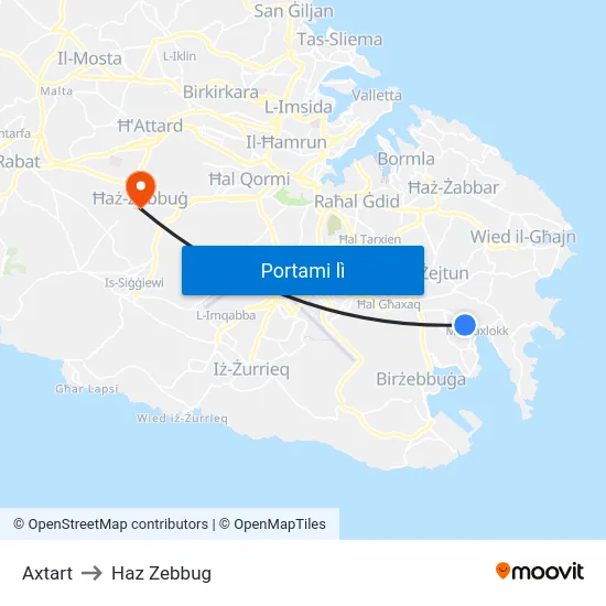 Axtart to Haz Zebbug map