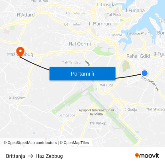 Brittanja to Haz Zebbug map