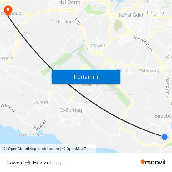 Gawwi to Haz Zebbug map