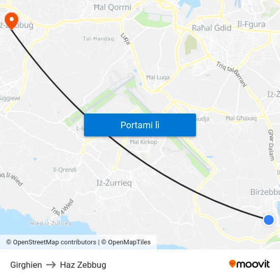 Girghien to Haz Zebbug map