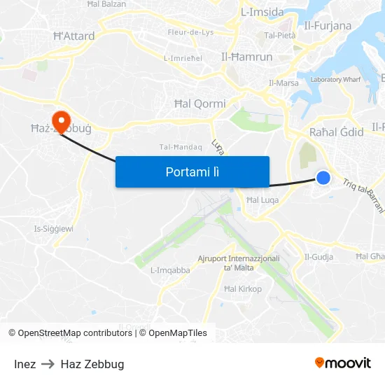 Inez to Haz Zebbug map