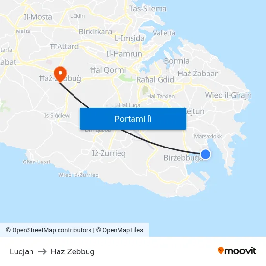 Lucjan to Haz Zebbug map