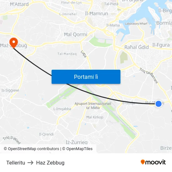 Telleritu to Haz Zebbug map
