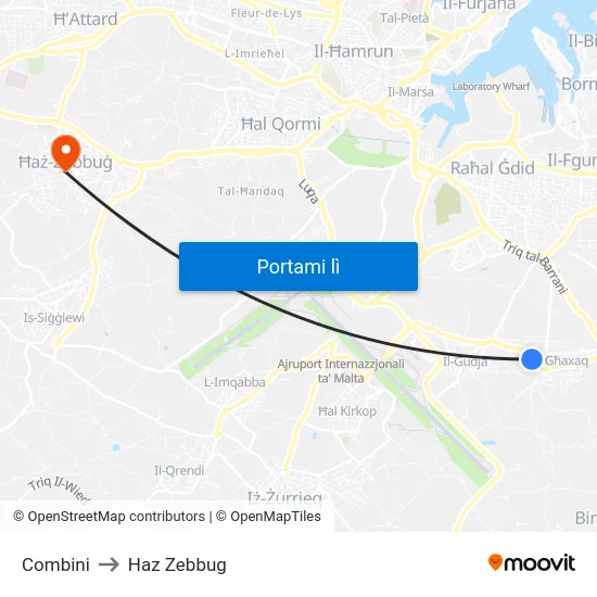 Combini to Haz Zebbug map