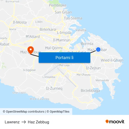 Lawrenz to Haz Zebbug map
