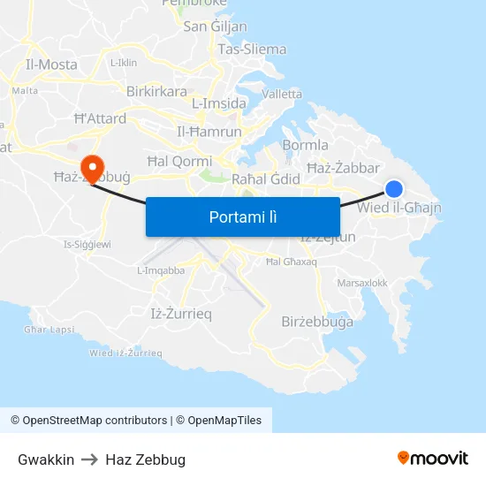 Gwakkin to Haz Zebbug map