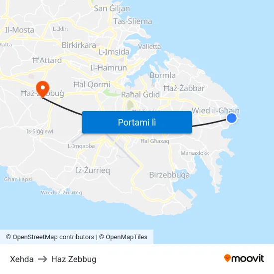 Xehda to Haz Zebbug map