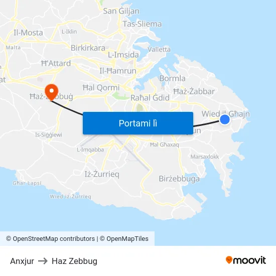 Anxjur to Haz Zebbug map
