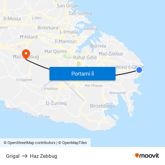 Grigal to Haz Zebbug map